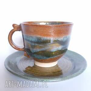 handmade ceramika jedyna taka - ceramiczna filiżanka z talerzykiem