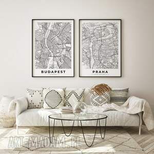 zestaw plakatów - mapy miast budapeszt praga 50x70 cm, map, mapa