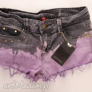 handmade spodnie spodenki barwione z ćwiekami