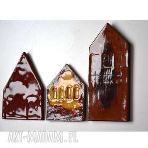 handmade dekoracje 3 domki ceramiczne