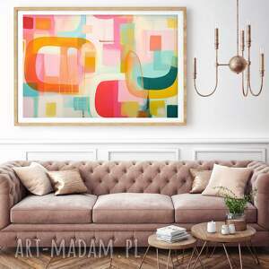 annsayuri art geometryczna abstrakcja - poziomy obraz do salonu kolorowy