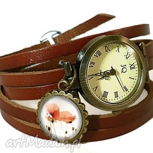 ręcznie robione zegarki maki - zegarek / bransoletka na skórzanym pasku