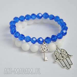 ręcznie zrobione bracelet by sis: klucz w niebieskich kryształach