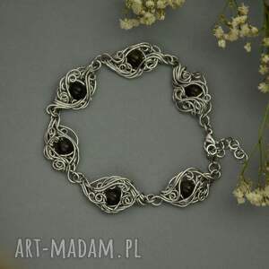 Prezent Bransoletka regulowana obsydian złocisty, wire wrapping, stal