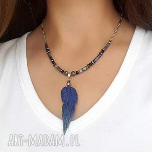 handmade naszyjniki naszyjnik boho z lapis lazuli - stal szlachetna