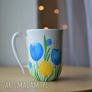 ciepliki kubek ręcznie malowany tulipany ceramika kwiaty