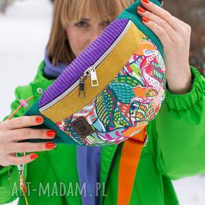 kolorowa nerka damska w kwiaty oryginalna saszetka neonowa dżungla torebki