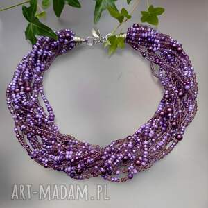naszyjnik perły fiolet preciosa szklane koraliki 25 166, unikatowa bizuteria
