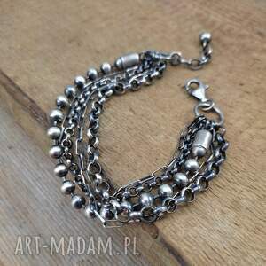 bransoletka - łańcuszki ball ii srebro oksydowane 925