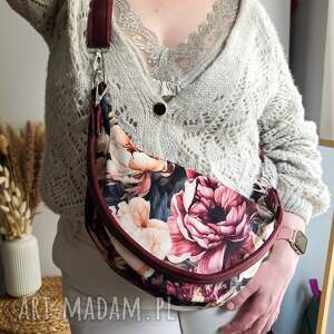 torebka półokrągła luna w piwonie kwiaty