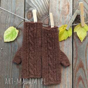 mitenki, rękawiczki bez palców, alpaka - mleczna czekolada mitenki z alpaki