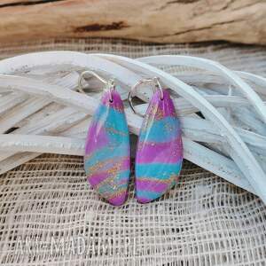 tęczowe kolczyki z glinki polimerowej, biżuteria autorska