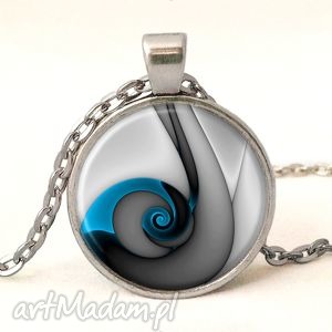 niebieski ślimak - medalion z łańcuszkiem spirala, elegancki, naszyjnik