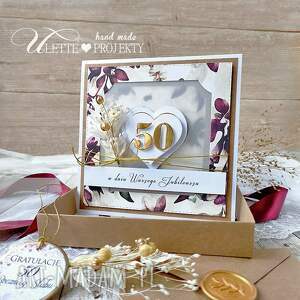 ręcznie wykonane scrapbooking kartki 50 rocznica ślubu / kartka w pudełku jubileusz