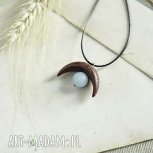 księżycowy wisior z drzewa sandałowego półksiężyc, drewniana biżuteria wisiorek