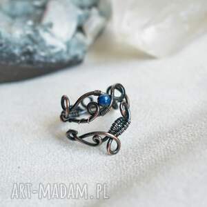 niebieski ażur - pierścionek z lapis lazuli na prezent, prezent