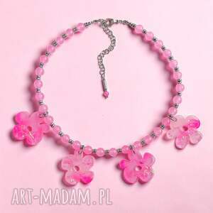 UNIKATOWY naszyjnik: żywica, kamienie naturalne: BARBIE collection