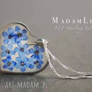 925 %u2665 prawdziwe kwiaty niezapominajki - Biżuteria naszyjniki