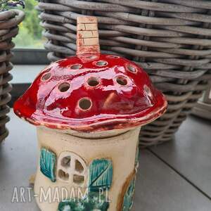 Prezent domek ceramiczny, lampion, rekodzieło