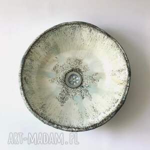 handmade ceramika umywalka ręcznie robiona biało-miętowa