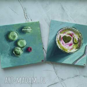 Prezent Matcha Lovers - komplet 2 obrazów 20x20 kuchnia zielona zen