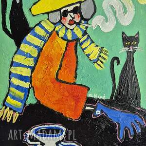 obraz do salonu babcia śniło mi się że siedziałam z kotami obrazy olejne