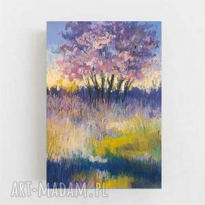fioletowe drzewa - rysunek A4 pastelami olejnymi