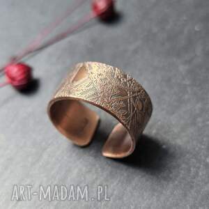 DETAIL - Pierscionek miedziany kwiaty 1 cm - regulowany
