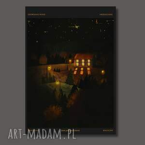 Dom pod gwiazdami. Plakat o wymiarach 50x70 cm, cozy art, polska marka