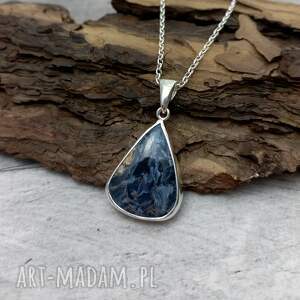 Migotliwy blask, pietersyt, naszyjnik, wisior srebrny, łezka