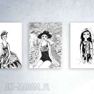 3 biało-czarne, kobiety, dziewczyny plakaty, minimalizm plakaty, skandynawski styl
