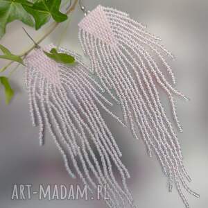 Kolczyki Długie Pudrowy Róż, frędzle
