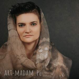 Prezent Szalo komin jedwabny TRACE unikat, slowfashion, rękodzieło