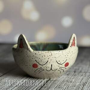 ręcznie wykonane ceramika miska kotek