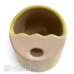 Kubek ceramiczny Travel Cup 300 ml - ręcznie wykonany, żółty (art-Madam.pl)