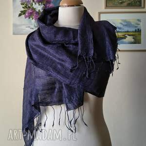 magiczny fiolet - eteryczny, szlachetny szal ze 100 naturalnego, fakturowanego