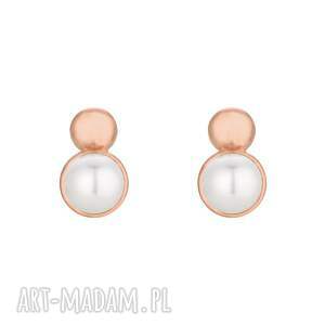 sotho kolczyki perły z kuleczkami różowego złota, sztyfty, perełką