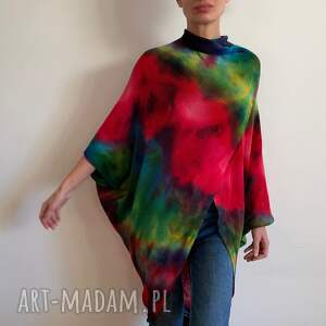 unikatowy kolorowy kardigan z wełny merino sweter, luźny, oversize