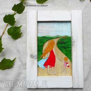 letni dzień - obrazek malowany ręcznie, kobiecy, rustykalny, patynowany