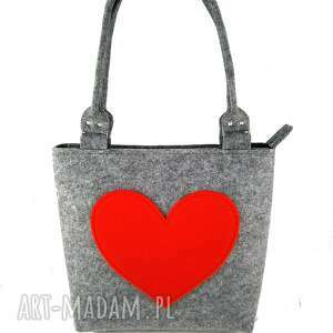 handmade na ramię gray and red heart