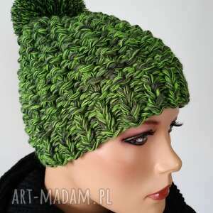 handmade czapka zielony melanż