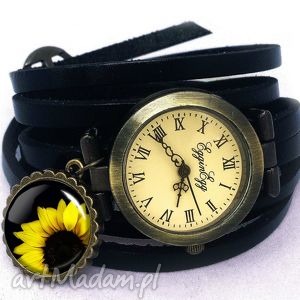 ręcznie wykonane zegarki słonecznik - zegarek/bransoletka