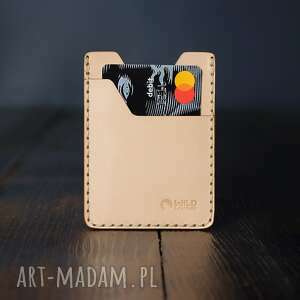 minimalistyczny portfel skórzany ręcznie szytyna karty, prezent dla niego