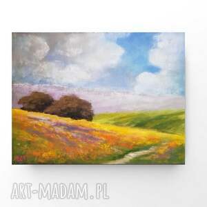 PEJZAŻ - praca formatu 18/24 cm, pastele