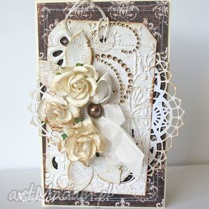 ręczne wykonanie scrapbooking kartki słodkie brązy