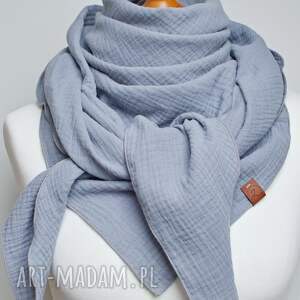 Chusta wiosenna bawełniana damska NIEBIESKA, modna apaszka