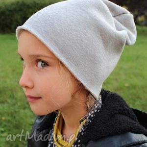 czapka gruba dresowa dziecięca beanie z meszkiem melanż