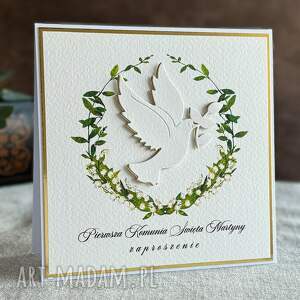eleganckie zaproszenia komunijne ręcznie robione, wzór 49d pierwsza komunia