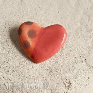broszka różowe serce ceramika, serduszko prezent dla dziewczyny