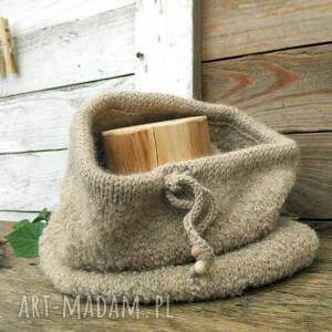 pracownia launico cieplutki komin z wełny boucle, kolor piaskowy, prezent pod
